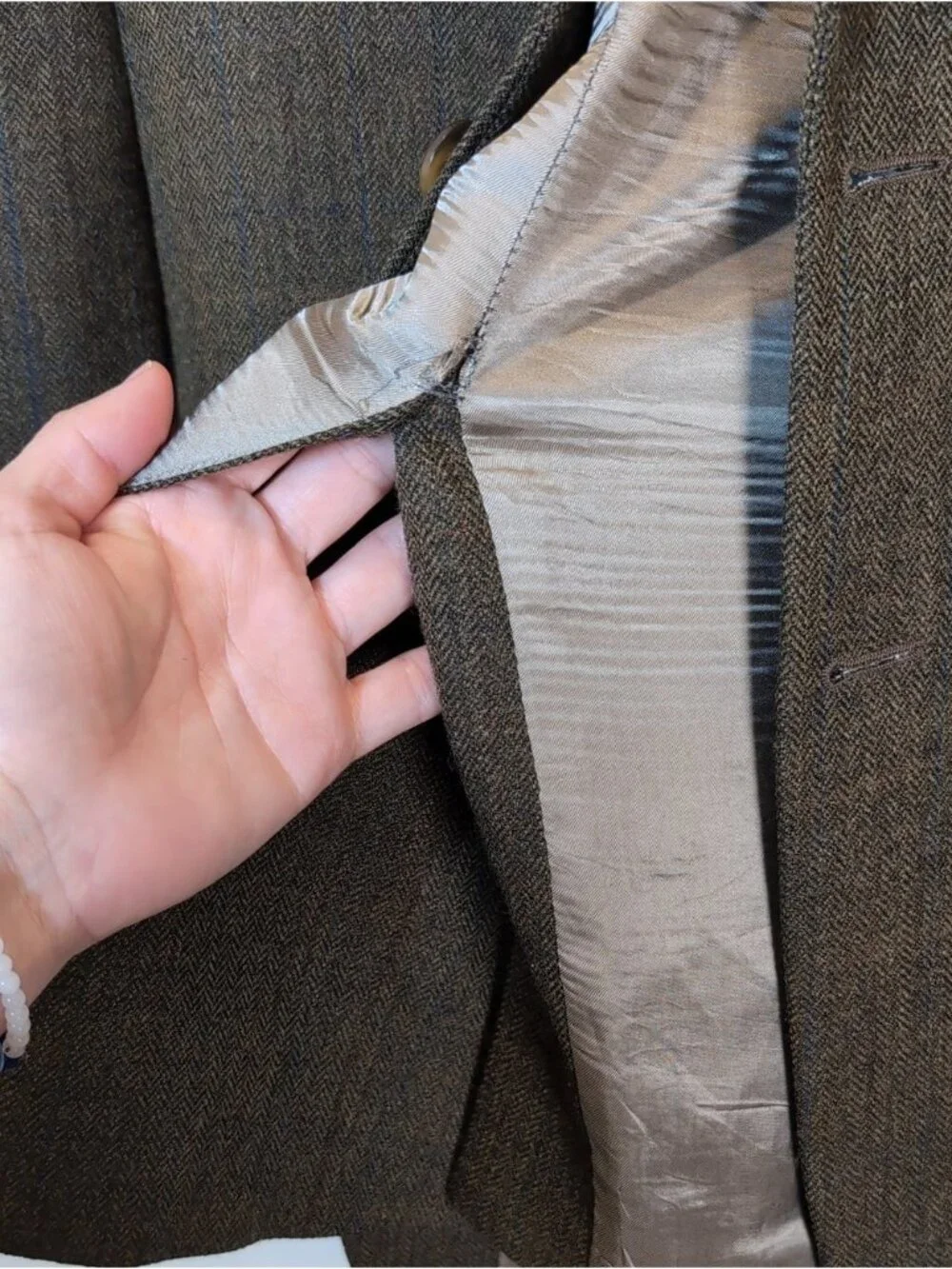 Chaps Ralph Lauren Brown Plaid Lambswool Sport Coat Blazer Mens Size 44R Canada